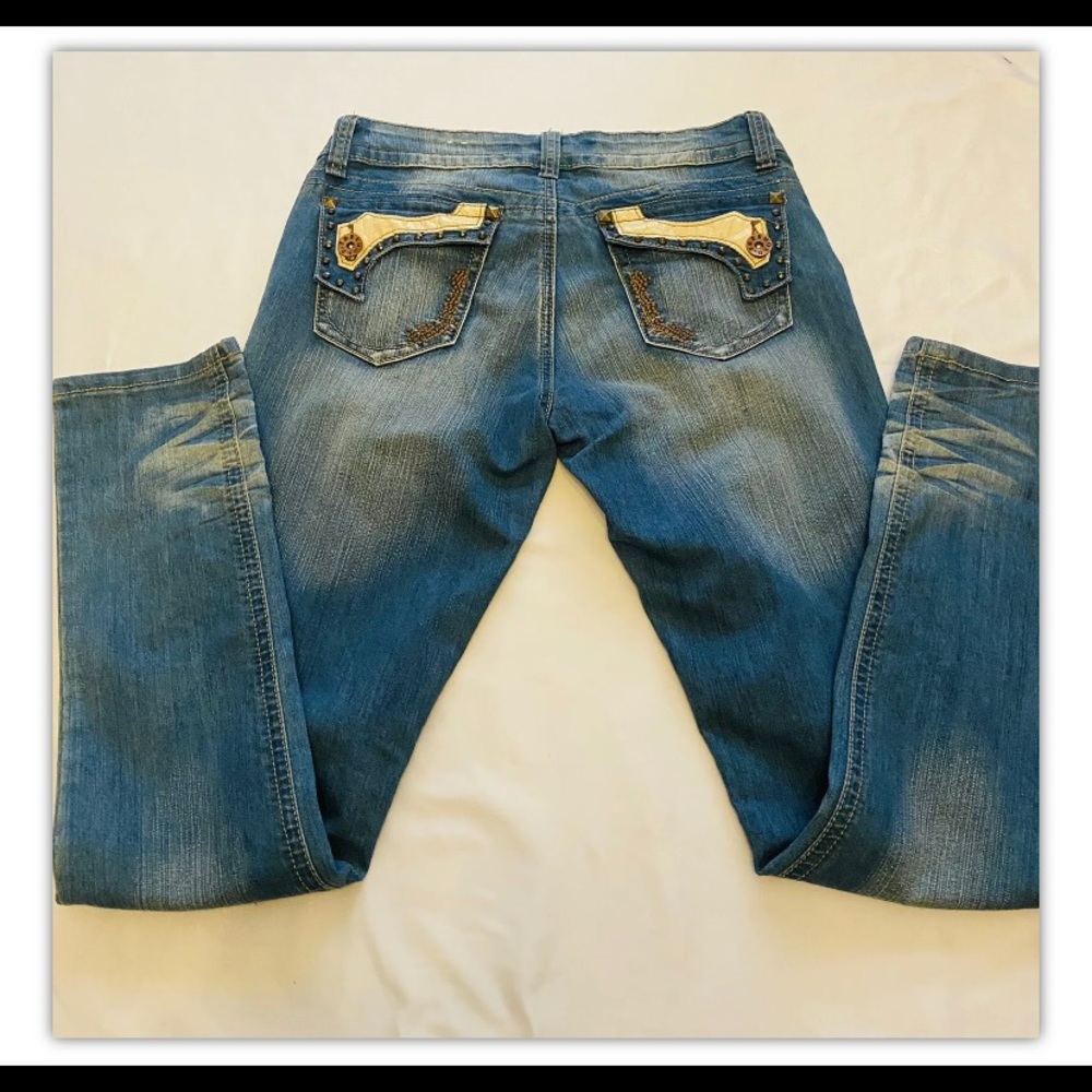 Freehold skinny jeans embellished back pockets juniors size 7